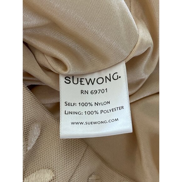 Sue Wong Nocturne Cocktail Dress Sequined Embroidered Cap Sleeve Champagne Sz 6 - Picture 7 of 8